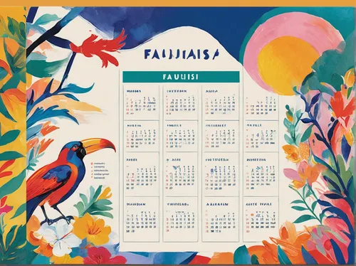 wall calendar,calendar,mexican calendar,calender,monthly,tear-off calendar,september,july,june,appointment calendar,month,february,valentine calendar,fauna,floral background,in july,planner,flower and bird illustration,months,january,Conceptual Art,Oil color,Oil Color 25