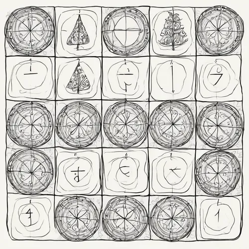 christmas tree pattern,ball fortune tellers,runes,christmas pattern,tic-tac-toe,tic tac toe,lunar phases,dharma wheel,travel pattern,zodiac,sudoku,christmas circle,compass,i ching,mandalas,japanese patterns,japanese pattern,yantra,advent calendar printable,grid,Illustration,Black and White,Black and White 02