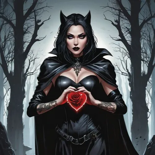 gothic woman,vampire woman,hecate,queen of hearts,morgana,vampira,Unique,Design,Sticker