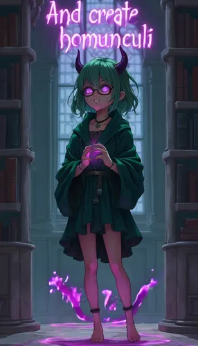 Purple flames run like a stream of water. Purple lettering above glows and fades. A girl's glasses reflect the glow.,schierholtz,schierstein,principessa,schierke,alexandrite,principal,librarian,matril