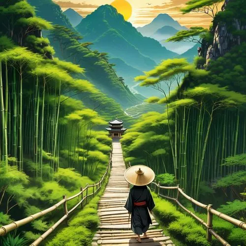 world digital painting,rice terrace,bamboo forest,landscape background,rice fields,ghibli,vietnam,hiking path,shaoming,japan landscape,studio ghibli,pathway,travel poster,children's background,digital painting,yangshao,the rice field,rice field,bamboo,the mystical path,Unique,Design,Infographics