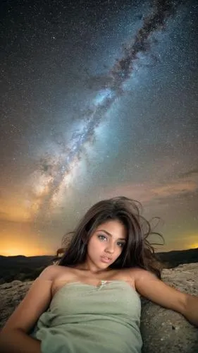 cosmogirl,inanna,stargazing,starry sky,magellanic,markarian