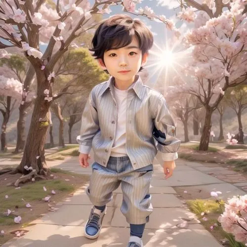 takato cherry blossoms,world digital painting,the cherry blossoms,child in park,japanese sakura background,cherry blossoms,child portrait,digital painting,cold cherry blossoms,little kid,cherry blossom,spring blossoms,tan chen chen,spring blossom,cute cartoon character,kids illustration,children's background,chinese art,spring greeting,flower painting