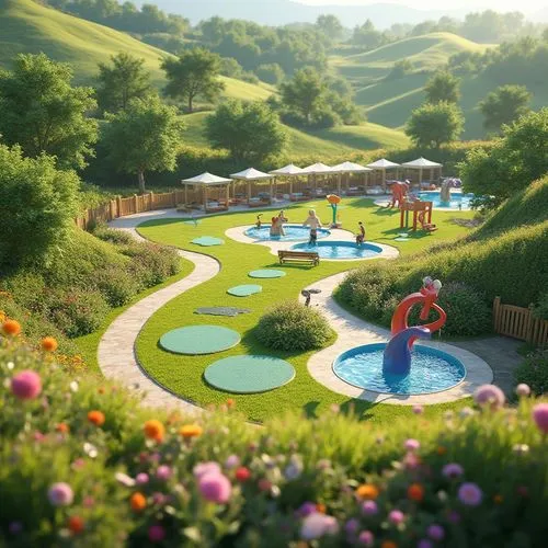 summerland,3d rendered,3d render,vegetables landscape,3d rendering,golf resort,outdoor pool,render,flower garden,landscaped,green meadow,indian canyons golf resort,flowerbeds,summer meadow,idyllic,green valley,pools,ecotopia,flower bed,swimming pool,Photography,General,Realistic