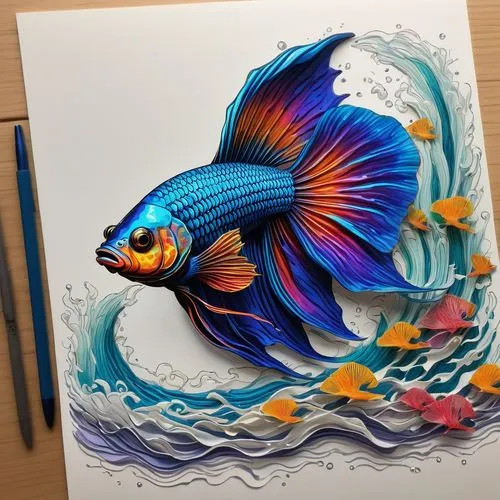 rainbowfish,koi fish,ornamental fish,blue fish,beautiful fish,betta fish,Conceptual Art,Daily,Daily 01