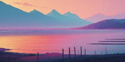 pastel wallpaper,turnagain,pink dawn,tianchi,japan landscape,mountain sunrise,coast sunset,japanese alps,alpine sunset,alaska,purple landscape,saltlake,mountains,landscape background,salt lake,evening