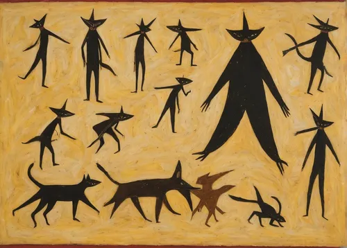 Describe a mysterious corporation that secretly controls the world.,indigenous painting,aboriginal painting,kokopelli,aboriginal artwork,women silhouettes,petroglyph figures,zodiac,danse macabre,khokh