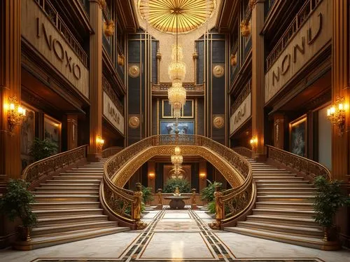 theed,emirates palace hotel,the cairo,atriums,hotel lobby,art deco,entrance hall,hallway,cochere,staircase,corridors,driskill,lobby,3d rendering,hall of the fallen,staircases,grandeur,banff springs hotel,neoclassical,radiosity,Photography,General,Realistic