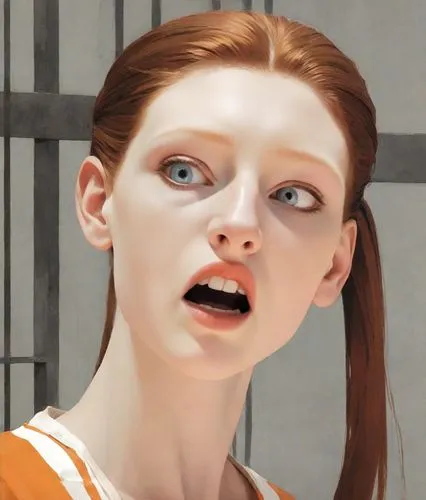 rendering,the girl's face,clementine,woman face,orange,tilda,portrait of a girl,character animation,woman's face,digital painting,daphne,girl-in-pop-art,worried girl,render,scared woman,redheads,astonishment,sci fiction illustration,cgi,vertigo,Digital Art,Poster