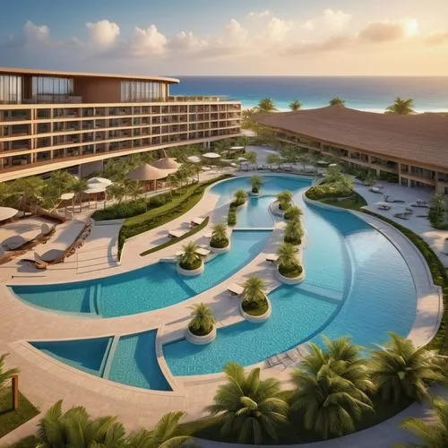 Resort with  circle sitting areas,largest hotel in dubai,jumeirah beach hotel,iberostar,hotel riviera,jumeirah,hotel complex,diamond lagoon,resort,beach resort,cancun,the hotel beach,sanya,punta-cana,