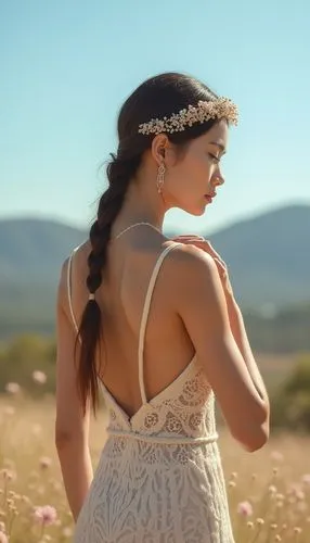 girl in a long dress from the back,boho background,country dress,girl in white dress,girl on the dune,quinceanera dresses,countrygirl,quinceanera,background bokeh,quinceaneras,countrywoman,beautiful girl with flowers,boho,girl in a long dress,hande,gypsy soul,bridal jewelry,romantic look,flamenca,gypsy hair