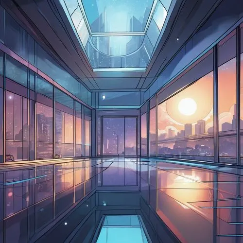 sky apartment,skybridge,futuristic landscape,skywalks,skyways,glass wall,skyloft,glass building,skywalk,cybercity,glass roof,cityscape,backgrounds,penthouses,skytrain,aqua studio,sky train,futuristic architecture,arcology,enclosed,Illustration,American Style,American Style 13