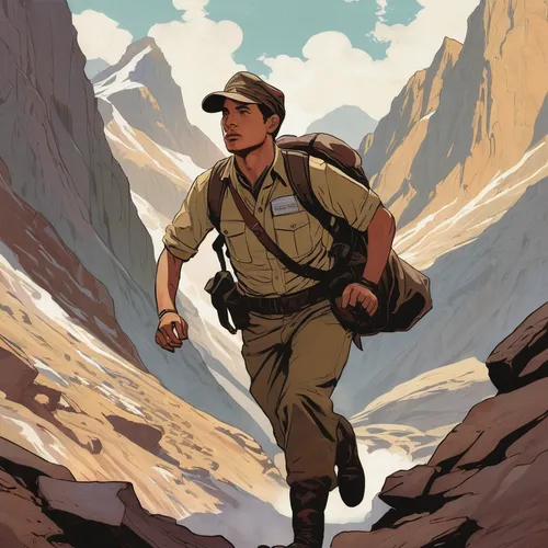 Desperate coffee scout treks through treacherous mountains in a race against time.,khaki,travel poster,hiker,mountain guide,boy scouts of america,karakoram,nepal,explorer,afghanistan,park ranger,india