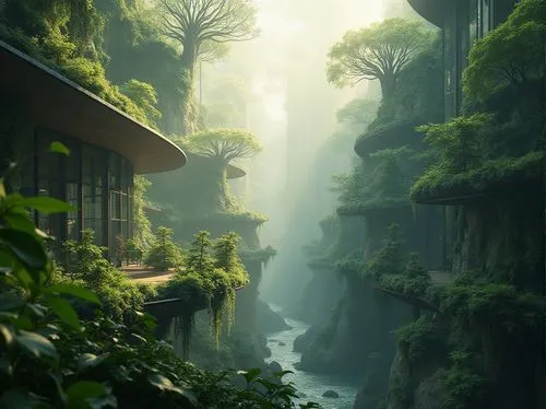 shaoming,green waterfall,fantasy landscape,rainforests,tailandia,rain forest,world digital painting,rivendell,rainforest,tropical forest,japan landscape,vietnam,fantasy picture,tropical jungle,yangling,verdant,leshan,waterfalls,nature landscape,southeast asia,Photography,General,Realistic