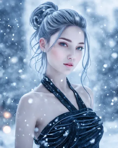 move motion,an artistic image of a woman in black,the snow queen,winterblueher,winter background,white rose snow queen,ice queen,snowflake background