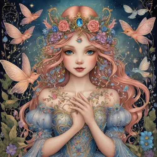 fairie,flower fairy,faerie,faery,garden fairy,little girl fairy,fae,fairy,rosa 'the fairy,fairy queen,diwata,rosa ' the fairy,fantasy portrait,fairy galaxy,fairy tale character,ostara,fairy world,flora,persephone,fairy peacock,Illustration,Realistic Fantasy,Realistic Fantasy 02