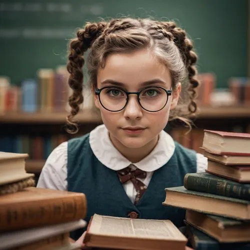 librarian,reading glasses,girl studying,book glasses,scholar,bookworm,girl in a historic way,little girl reading,child with a book,schoolgirl,academic,professor,kids glasses,tutor,girl with speech bubble,girl portrait,education,the girl studies press,women's novels,mystical portrait of a girl