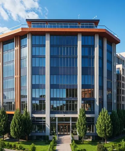 there is an office building with an entry way,ubc,genzyme,phototherapeutics,ohsu,sfu,company headquarters,Photography,General,Realistic