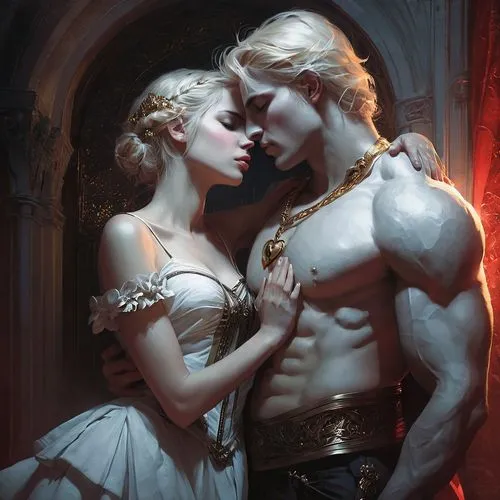 romance novel,romantic portrait,amorous,fantasy art,fantasy picture,fantasy portrait,young couple,serenade,desire,gothic portrait,3d fantasy,fairy tale,lover's grief,angel and devil,a fairy tale,cg artwork,sci fiction illustration,vampires,masquerade,warrior and orc,Conceptual Art,Fantasy,Fantasy 11