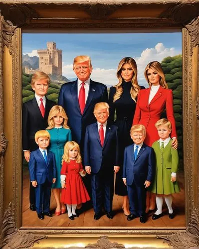 dollfus,family photos,tussaud,trumpeldor,families,picture puzzle,presidios,presidents,family portrait,potus,megalomaniacal,megalomaniac,nepotism,the dawn family,trumps,4 5v,presidental,happy family,diverse family,barron,Art,Classical Oil Painting,Classical Oil Painting 04