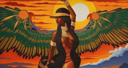 sunset in africa ,lakota,tretchikoff,apache,navajo,ojibway,oglala,indigenous painting,ndn,hidatsa,huitzilopochtli,sun god,aztlan,shamanic,yakama,pachamama,kaw,sekhmet,aguila,cochise,ojibwe,Illustratio