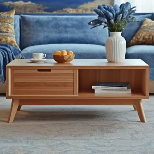 living table that is curved and padded,a wooden table with a bowl of fruit on top of it,credenza,sideboard,danish furniture,mobilier,sideboards,furnishes,coffee table,coffeetable,mahdavi,highboard,wri