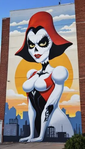 grim widow  sunrise white ceramics wall, , bright  dark eyes photography,  mural in the top of the building, ,baltimore,passyunk,montreal,fitzroy,digbeth,graffman,musidora,stl,muralist,redfern,somervi