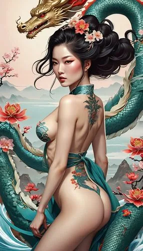 sirene,sirena,moondragon,oriental princess,oriental painting,siren,Photography,Artistic Photography,Artistic Photography 03