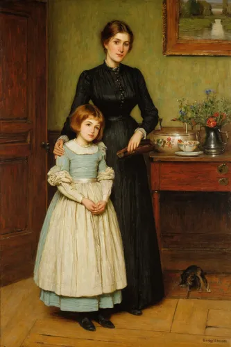 little girl and mother,girl with dog,girl in the kitchen,mother with children,mother with child,young couple,child portrait,stepmother,mother and child,two girls,young women,the mother and children,the victorian era,mother and daughter,the little girl's room,girl with cereal bowl,parents with children,girl with bread-and-butter,children girls,partiture,Illustration,Abstract Fantasy,Abstract Fantasy 09