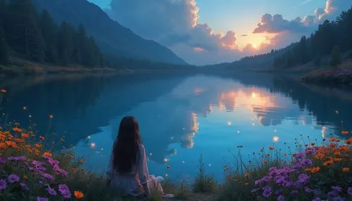 fantasy picture,fantasy landscape,dreamscape,dreamscapes,beautiful lake,beautiful landscape,Photography,General,Realistic