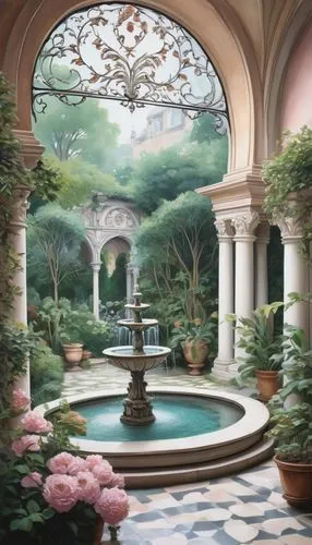 secret garden of venus,conservatory,rose garden,cochere,gardens,rivendell,winter garden,orangerie,rosarium,garden of the fountain,rosecliff,courtyards,roseborough,courtyard,wintergarden,water palace,garden of eden,english garden,jardiniere,palace garden,Illustration,Abstract Fantasy,Abstract Fantasy 05