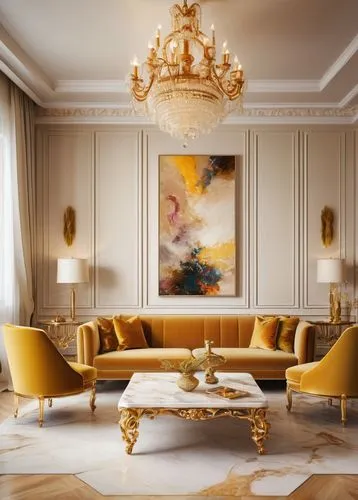 luxury home interior,gold stucco frame,interior decor,sitting room,interior decoration,modern decor,living room,livingroom,gold wall,apartment lounge,contemporary decor,great room,interior design,ritzau,opulently,gold paint strokes,baccarat,appartement,gold paint stroke,opulent,Illustration,Retro,Retro 14