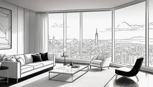 penthouses,sky apartment,cityview,appartement,paris clip art,contemporaine,sketchup,smartsuite,city view,office line art,city scape,oticon,apartment lounge,skyloft,paris balcony,mipim,waterview,skyscapers,cityscapes,radiosity,Illustration,Black and White,Black and White 04