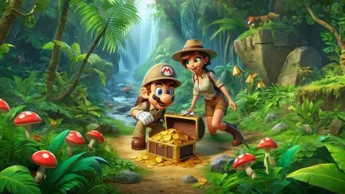 game illustration,cartoon video game background,children's background,mushroom landscape,platformers,ethnobotanist,scandia gnomes,fairy village,spelunkers,arrietty,treasure hunt,huegun,spelunker,rainforests,aventures,madagascans,jungle,shagbark,townsfolk,3d fantasy