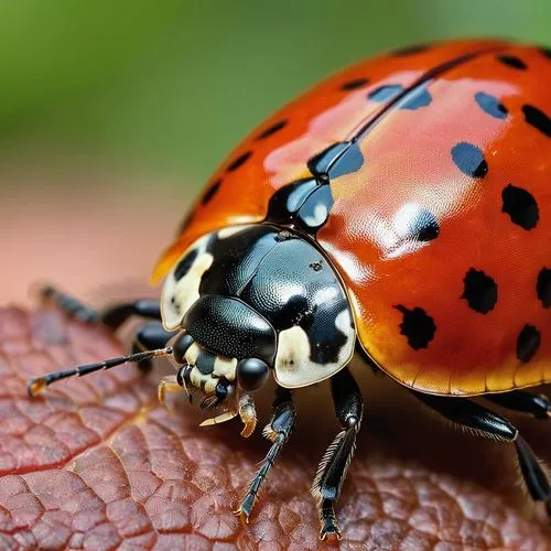 "Create an image of a ladybug with the following details: A small insect of the Coleoptera order and Coccinellidae family. It features a round, convex body with a hard shell called elytra, protecting 