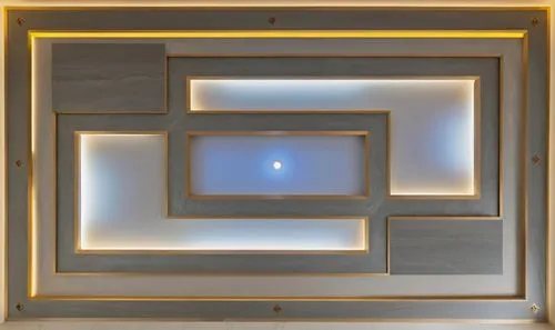 gypsum decoration in the ceiling of a room with hidden LED lighting,an image of a room with lights in it,wall light,wall lamp,chakra square,ceiling light,lightsquared,art deco frame,Photography,Genera