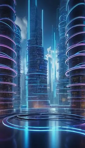 cybercity,cybertown,tron,coruscant,futuristic landscape,metropolis,arcology,megacorporations,cyberia,cyberport,fantasy city,futuristic,oscorp,cybernet,cinema 4d,lexcorp,synth,futuristic architecture,coruscating,futurist,Conceptual Art,Sci-Fi,Sci-Fi 24