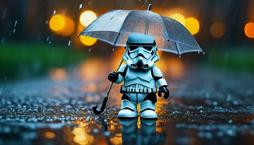 stormtroopers,stormtrooper,raindops,brolly,in the rain,walking in the rain