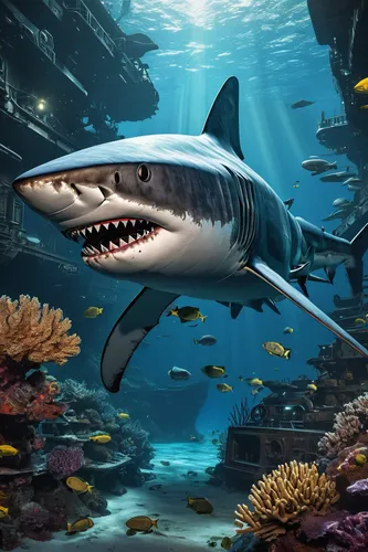 sand tiger shark,tiger shark,great white shark,requiem shark,underwater background,bull shark,shark,bronze hammerhead shark,marine reptile,underwater world,sharks,aquarium decor,remora,cetacea,sea animals,cartilaginous fish,sea life underwater,marine animal,jaws,aquarium inhabitants,Art,Classical Oil Painting,Classical Oil Painting 22