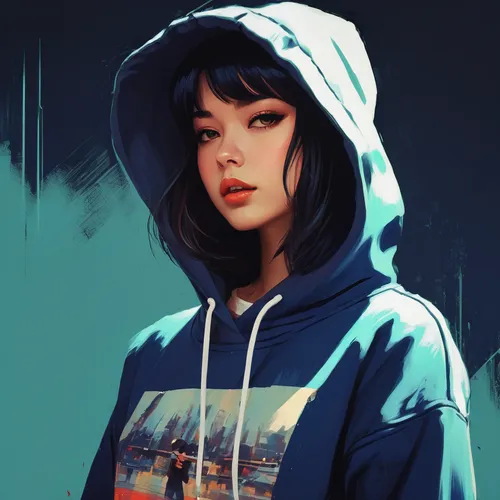 hoodie,sweatshirt,digital painting,study,jacket,girl portrait,world digital painting,digital art,tracksuit,windbreaker,moody portrait,portrait background,vector art,vector illustration,digital illustration,vector girl,parka,hooded,mulan,girl drawing,Conceptual Art,Fantasy,Fantasy 19