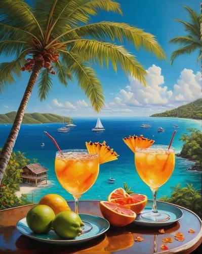 passion fruit daiquiri,tropical drink,tropical fruits,summer still-life,aperitif,tropical sea,mai tai,tropics,luau,papaya juice,caribbean,fruit cocktails,coctail,tropical island,the caribbean,sub-tropical,coconut trees,daiquiri,delight island,fruitcocktail,Illustration,Realistic Fantasy,Realistic Fantasy 34