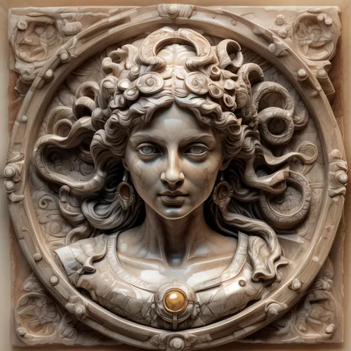 medusa,art nouveau,decorative figure,venus,art nouveau frame,zodiac sign libra,art nouveau design,art nouveau frames,carved wood,wood carving,la nascita di venere,caryatid,medusa gorgon,cybele,gorgon,terracotta,carved,stone carving,architectural detail,wall plate