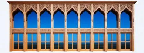 white wooden carved facade with patterns,a window in a building with a blue sky background,window with grille,wooden windows,lattice window,lattice windows,church windows,wood window