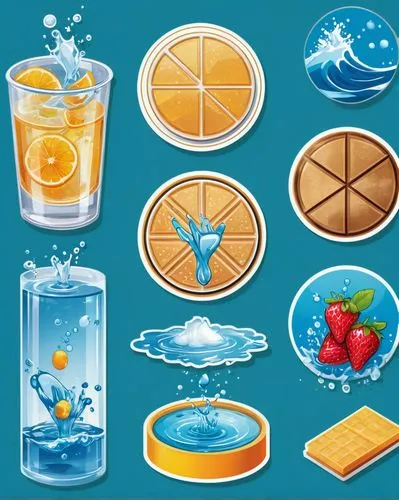 drink icons,fruits icons,fruit icons,ice cream icons,circle icons,set of icons,Unique,Design,Sticker