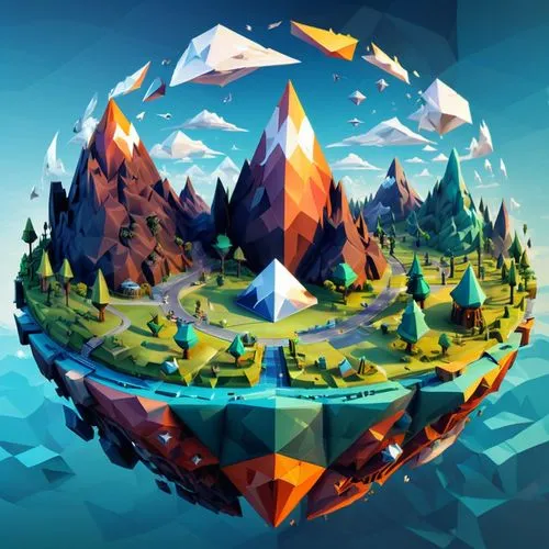 lowpoly,low poly,mountain world,globecast,little planet,polygonal,kaleidoscape,prism ball,triangles background,small planet,terraform,cube background,geo,geomagic,polyhedron,ethereum logo,diamond lagoon,crystal ball,microworlds,octahedron,Unique,3D,Low Poly