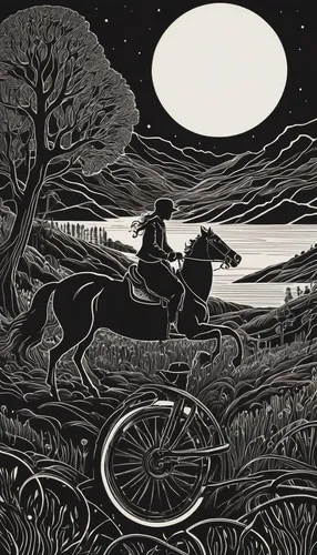 olle gill,cool woodblock images,woodcut,cyclist,cyclists,man and horses,bicycling,plough,woman bicycle,artistic cycling,bicycle,bicycle ride,woodblock prints,haymaking,david bates,andreas cross,james handley,carol colman,fox and hare,bicycle racing,Illustration,Black and White,Black and White 21