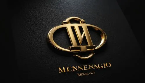 Golden marked logo, luxurious, metallic, 3D, modern, sleek, chrome, reflective surface, intricate details, bold font, uppercase letters, centered composition, dark background, spotlight effect, shallo