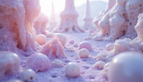 ice landscape,mushroom landscape,salt desert,3d render,sea foam,cinema 4d,crystallization,ice planet,render,3d rendered,mycelium,crystallized salt rocks,crystallized,crystalize,crystalline,biofilm,crystallize,fragrant snow sea,macroscale,snow crystals