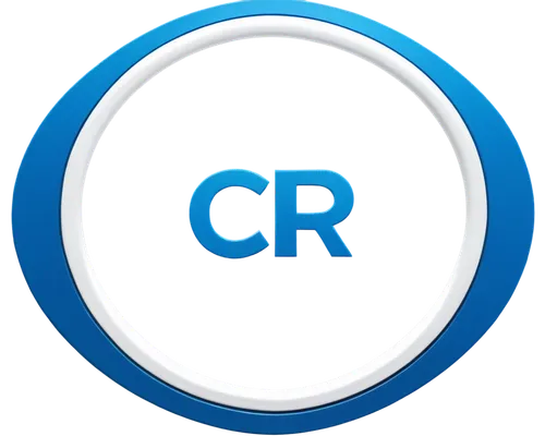 CSR, logo, blue and white colors, circular shape, modern design, bold font, 3D effect, metallic material, reflective surface, low-angle shot, soft focus, corporate style, minimalist composition.,ctr,c