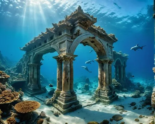 sunken church,underwater playground,atlantis,underwater oasis,underwater landscape,coral reef,ocean underwater,atlantik,atlantica,underwater world,coral reefs,reef tank,ocean floor,aquarium,underwater background,ocean paradise,under the sea,herakleion,under water,temple of poseidon,Photography,Artistic Photography,Artistic Photography 01